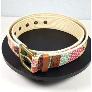 Fossil Leather Belt Woman's Boho Festival Patchwork Size Med
